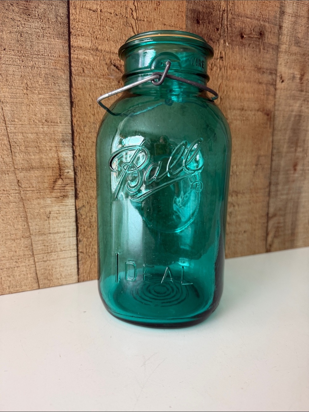 Ball Bicentennial Americana Aqua Glass Mason Jar with Wire Bail NO LID - Picture 2 of 8